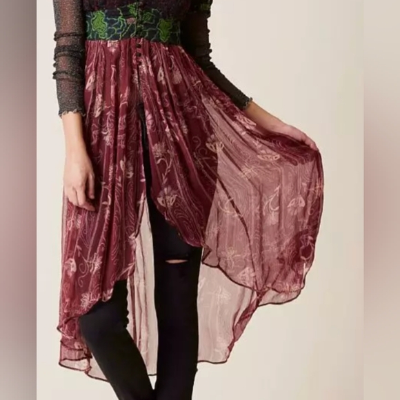 Free People Daisy Fields Sheer Floral Maxi Tunic Dress Size XS - Picture 5 of 10